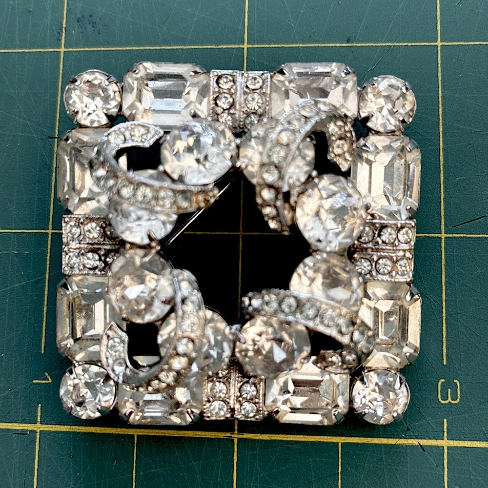 Albert Weiss Silver and Clear Crystal Brooch